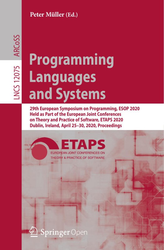 Cover of 2020 Book ProgrammingLanguagesAndSystems