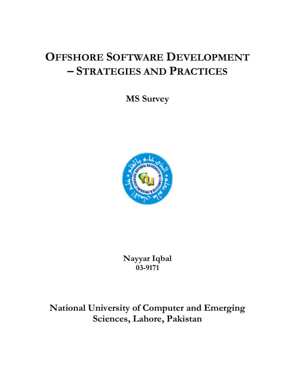 Cover of Offshore Software Development - Strategies and Practices