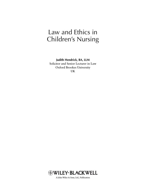 Cover of Law and Ethics in Children’s Nursing