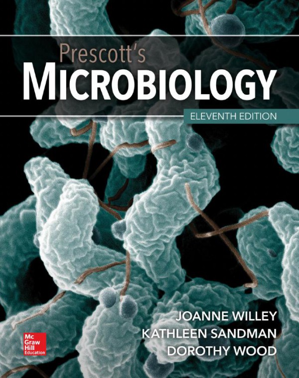 Cover of Prescott’s Microbiology, eleventh edition