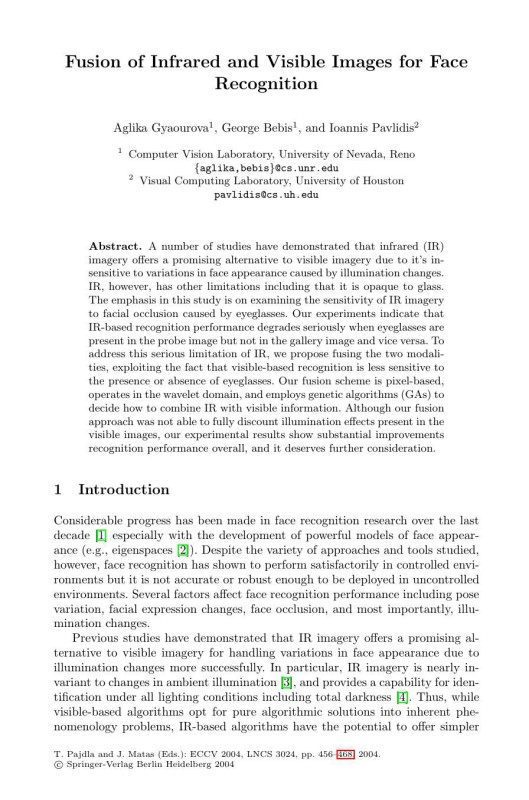 Cover of LNCS 3024 - Fusion of Infrared and Visible Images for Face Recognition
