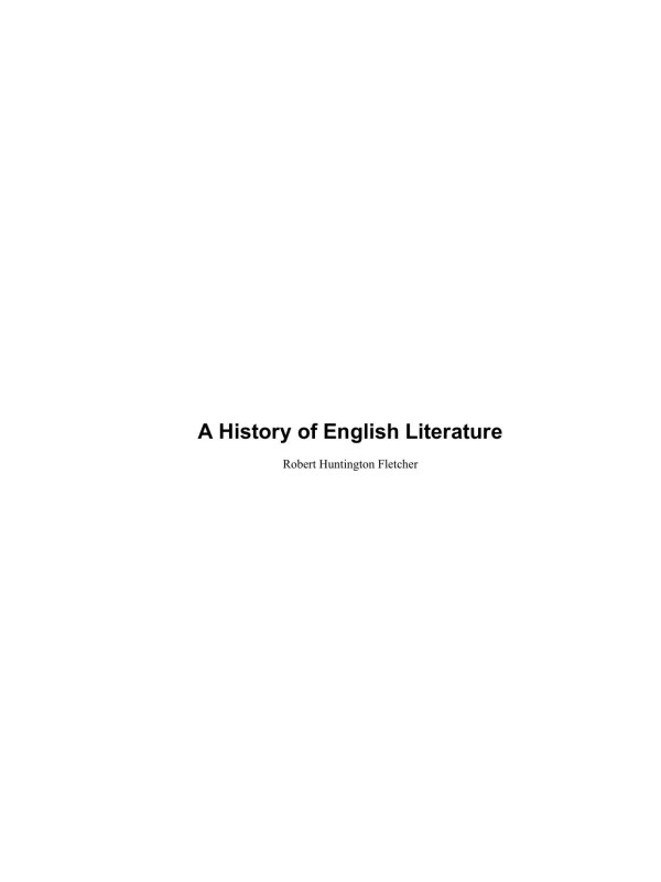 Cover of A History of English Literature